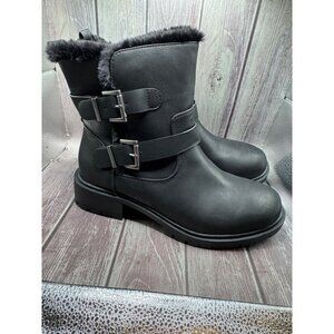 Torrid Black Faux Fur Lined Lug Bootie Women Shoe Size 10
